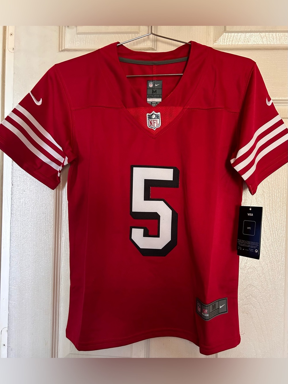 Nike Red Youth San Francisco 9ers Football Jersey with White #5